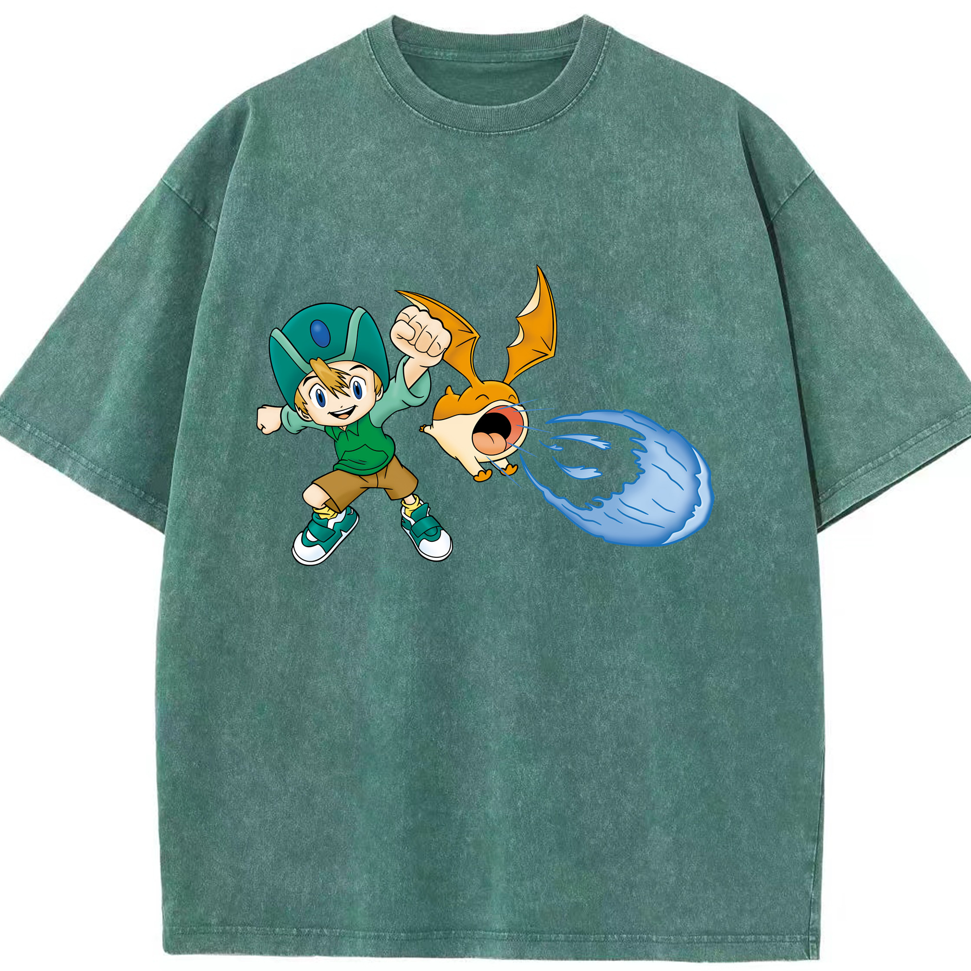 （画像用） Digimon デジタルモンスター/デジモン 綿100% ヴィンテージ風 半袖Tシャツ（フロントプリント）